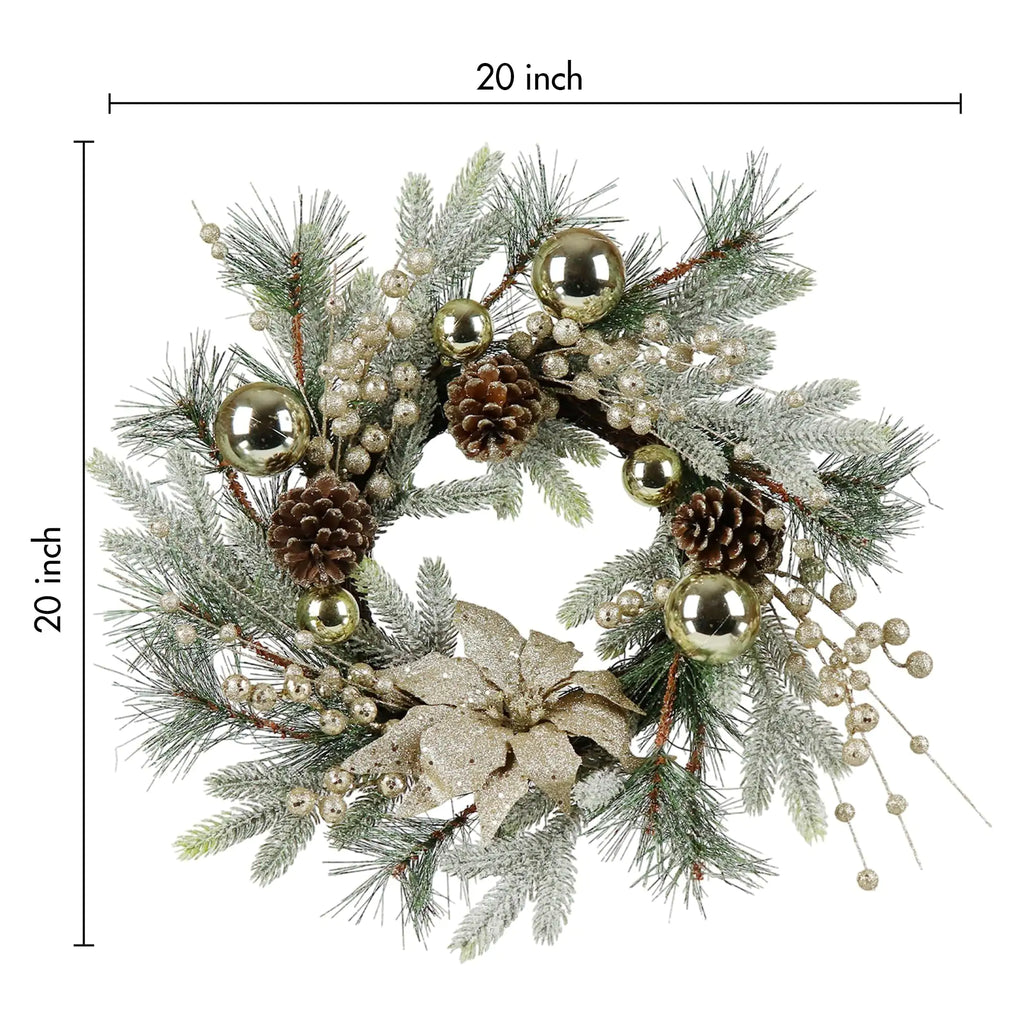 Christmas Wreath 20 Inch Christmas Door Decoration Garland With Warm Lights